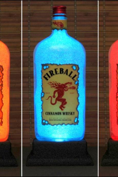 Fireball Cinnamon Whiskey Color Changing Bottle Lamp Bar Light LED Remote Controlled Eco Friendly LED -Bodacious Bottles-