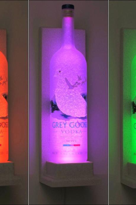 Grey Goose Vodka Wall Mount Sconce Color Changing Led Remote Control Bottle Lamp Bar Light Bodacious Bottles