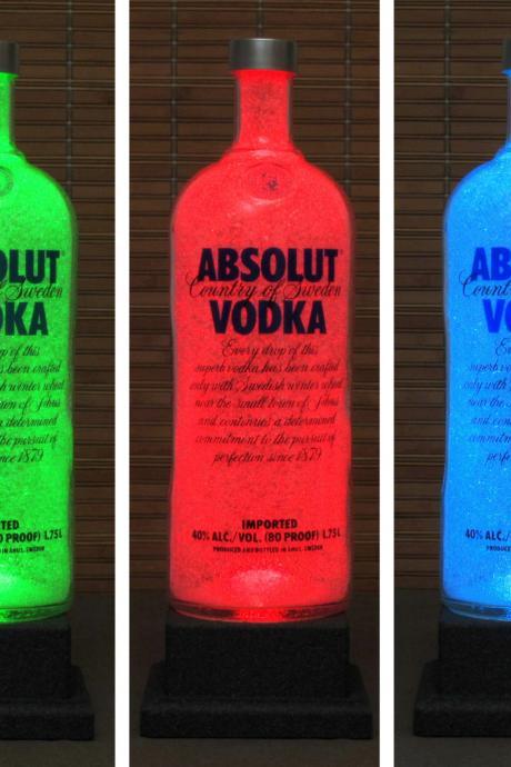 Absolut Vodka LED Bottle Lamp Big 1.75 Liter Color Changing Remote Controlled