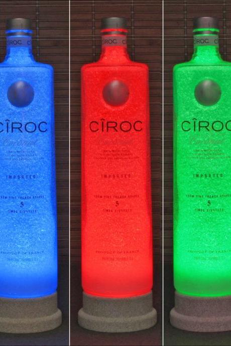 Ciroc Coconut French Vodka Big 1.75 Liter Remote Led Color Change Bottle Lamp Bar Light Mancave