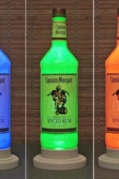 Captain Morgan Rum Color Changing Led Remote Controlled Bottle Lamp Bar Light Fathers Day Bodacious Bottles-
