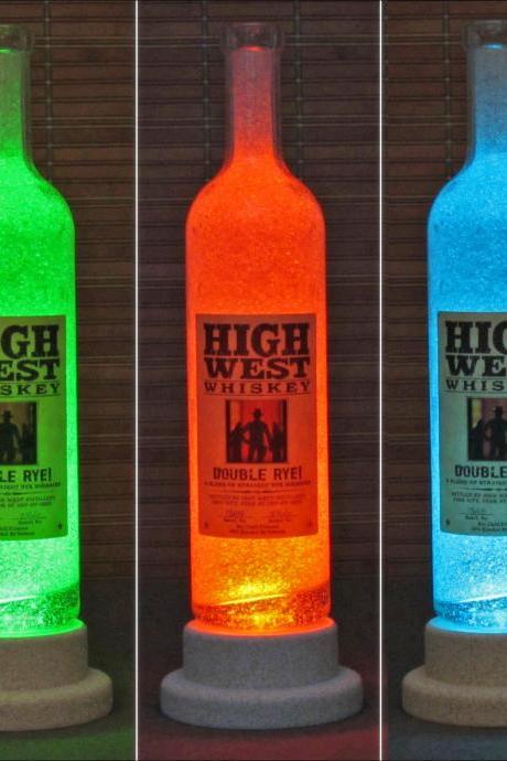 High West Rye Whisky Color Changing LED Remote Controlled Bottle Lamp Bar Light Fathers Day Bodacious Bottles-