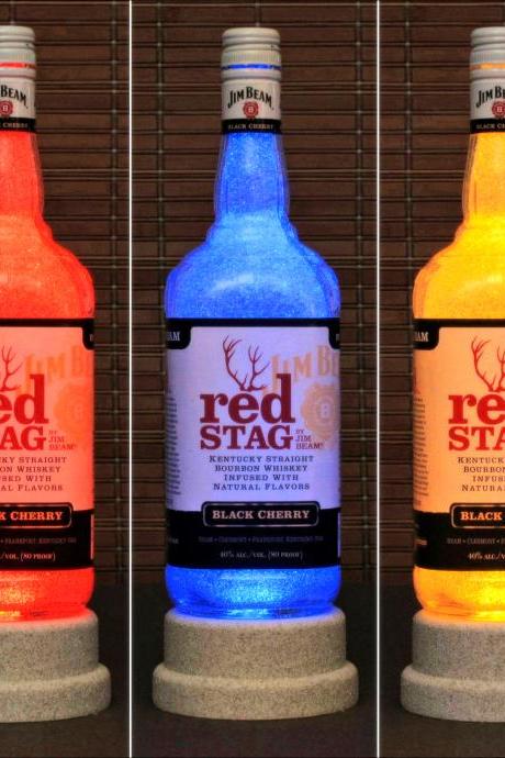 Jim Beam Red Stag Whiskey Color Changing Led Remote Controlled Eco Friendly Rgb Led Bottle Lamp/bar Light -bodacious Bottles-
