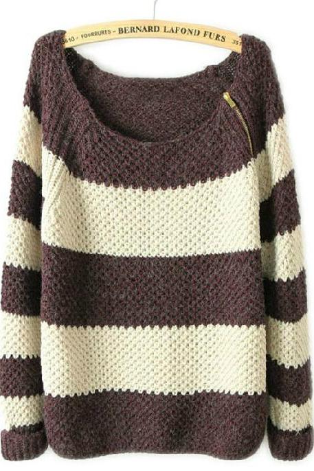 Striped Long-Sleeved Cardigan Sweater #YG091801BH