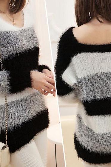 Loose Long-sleeved Knit Sweater Ax091806ax
