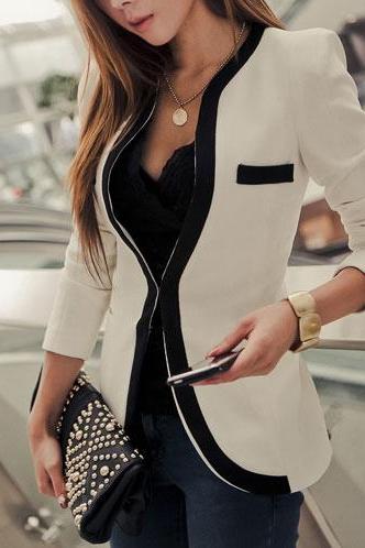 Sexy Contrast Color Slim Fit Business Suit Short Jacket Coat 