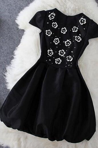 Fashion Embroidered Black Dress AX092103ax