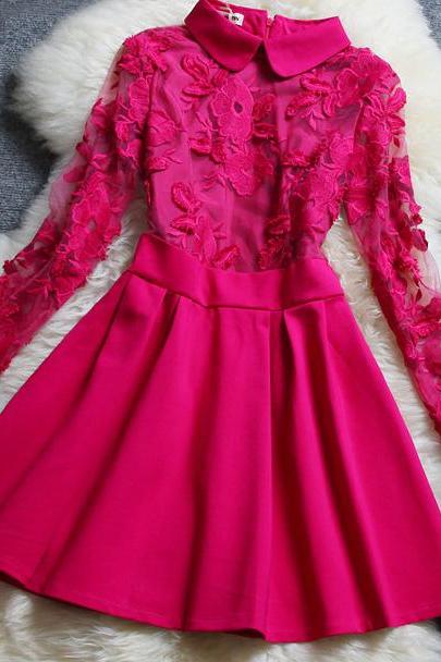 Vintage Lace Long-sleeved Dress #092119kh