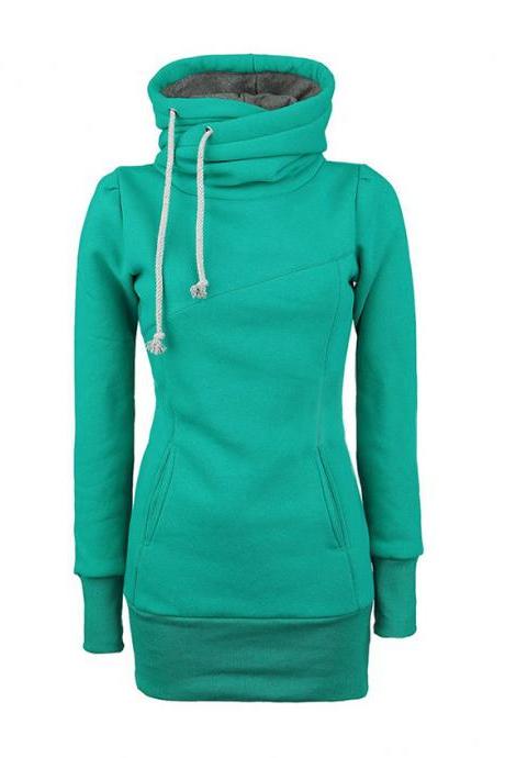 Trench Long Sleeves Zippered Womens Hoodie on Luulla