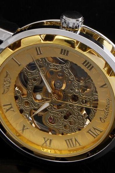 Leather watch for Man, steampunk wrist watch, gift for men,mechanical watch,boyfriend gift