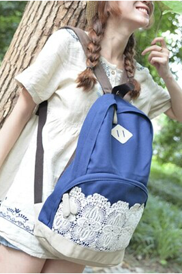 Fresh Simple Cute Lace Canvas Backpacks