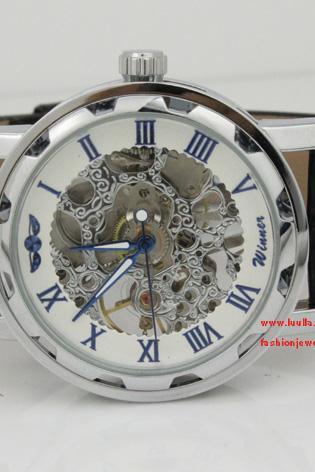 Leather watch for Man, steampunk wrist watch, gift for men,mechanical watch,boyfriend gift