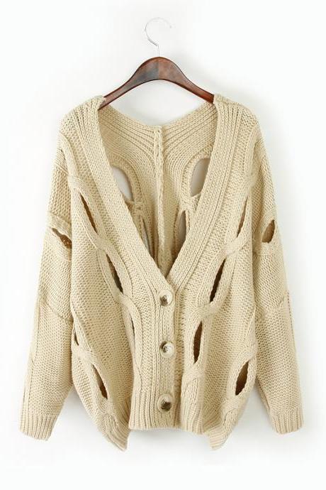 Fashion Knit V-Neck Sweater #092204KM