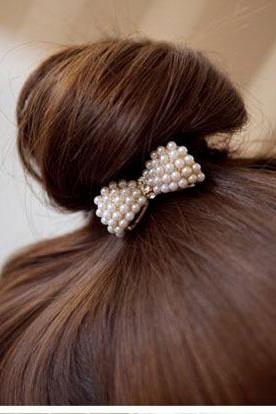 *Free Shipping* New Style Hair Ornaments Full Pearl Bowknot Elastic Hair Accessories SF018