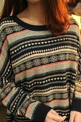 Retro Striped Pullover Sweater #092310ad04