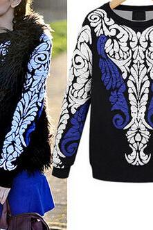 Fashion Printing Loose Bat Sleeve Sweater Ax520ad