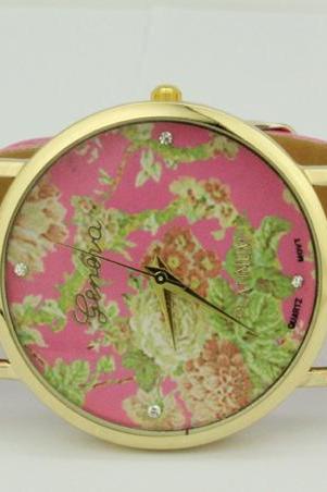 Original Freeforme Floral Watch, Vintage Style Leather Watch, Women Watches, Unisex Watch, Boyfriend Watch,