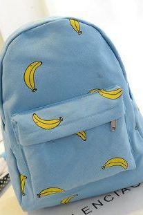 Banana print school girl backpack