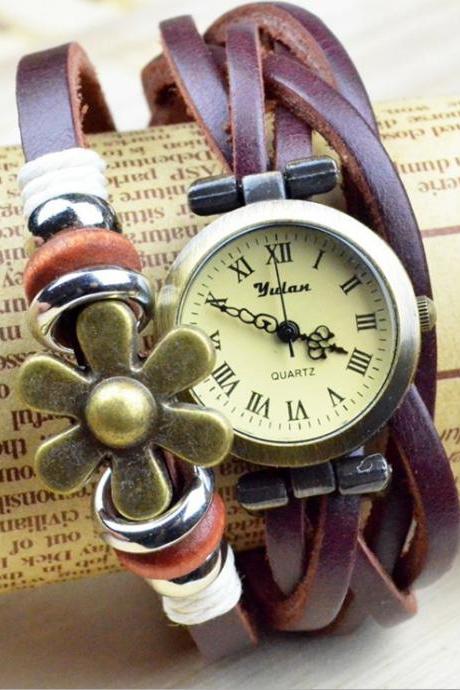 *Free Shipping* Bracelet Retro Vintage Watch for Ladies quartz watch Rome rivet retro hours Leather Strap Casual watches women dress watch