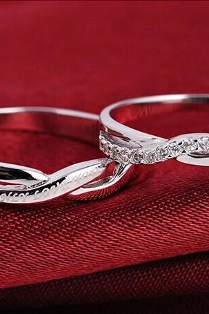 2pcs Free Engrave platinum infinity rings, Wedding Couples Rings, Lovers rings, his and hers promise ring sets, wedding rings, matching ring