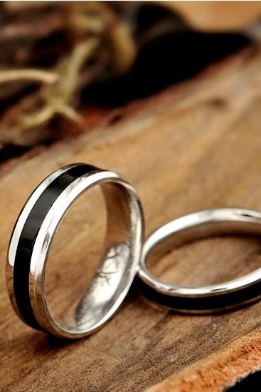 Black Stainless steel Wedding Rings - Wedding Bands - Couple Rings - Promise Rings