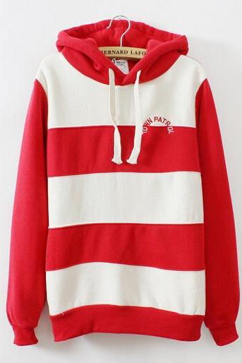 Stripes With Thick Fleece Sweater Ax092810ax