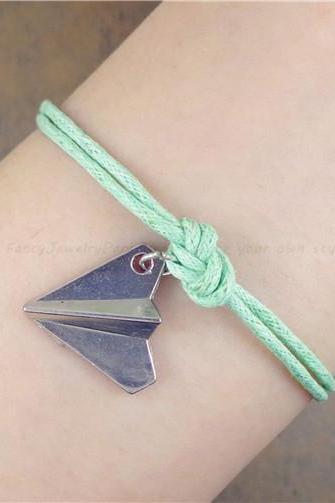 Airplane Bracelet, Lucky Knot Bracelet, Birthday Gift, Christmas Gift