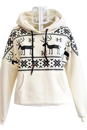 Sexy Deer Hooded Sweatershirt For Women