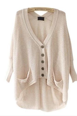 Solid Color High-Low Cardigan