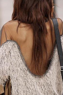 Transparent Shoulder Halter Sweater #092904ml
