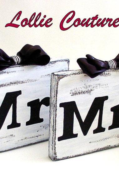 Wedding decorations, wedding table signs, Bride and Groom wedding table signs, MR & MRS