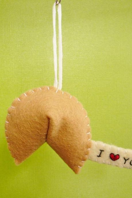 Customized Fortune Cookie Ornament, I Heart You