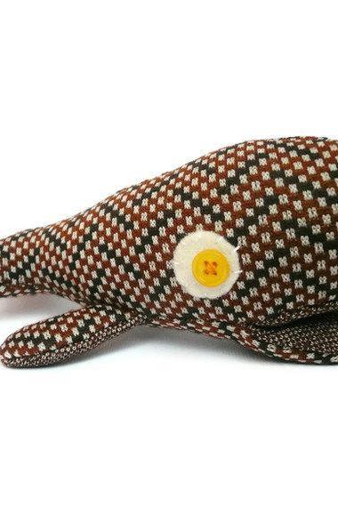 Whale Stuffed Animal Plushie - Stuffed Whale - Brown Vintage style stuffie