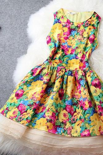 Nice Floral Silk Dress&Party Dress