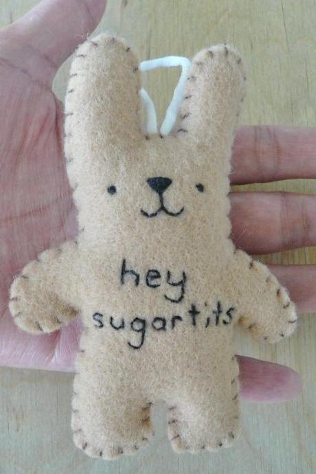 Naughty Ornament - hey sugartits - funny bunny