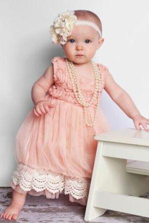 Classic Pink Princess Dress for Flower Girls Vintage Style Pink Dress