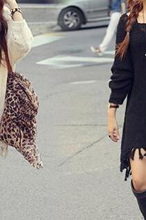Fashion Loose Long-sleeved Sweater Dress Ax100301ax