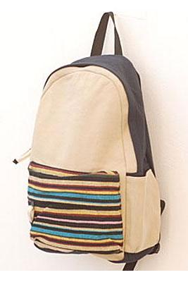 Folk Style Striped Printing Canvas Backpack