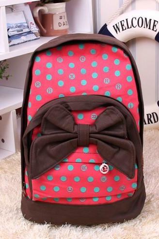 Polka Dots Backpack With BowKnot