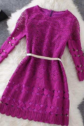 Fashion Round Neck Lace Dress #ad100409hk