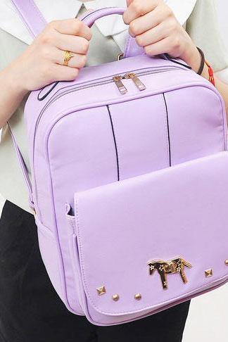 Fresh College Pony Rivet Fashion Backpack & Handbag