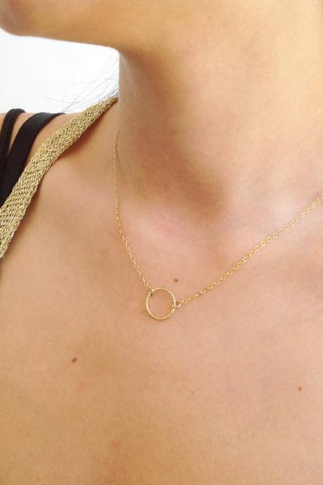 Gold necklace, gold circle necklace,gold filled necklace, carma necklace - 10050