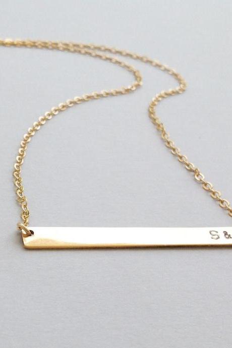 Nameplate Necklace - Gold Necklace- Personalized Bar Necklace - Gold Nameplate Necklace - Custom Bar Necklace - Gold Filled Necklace B012