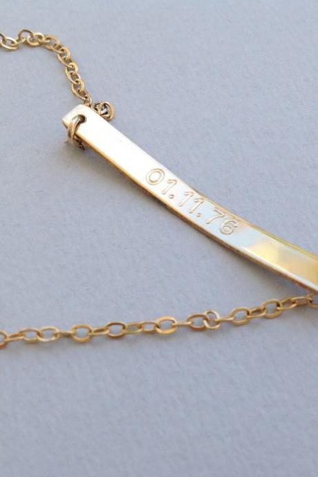 Initial Bracelet, Nameplate Bracelet, Personalized Bar Bracelet, Engraving On Both Sides, Custom Bar Bracelet, Gold Filled Bracelet -b025