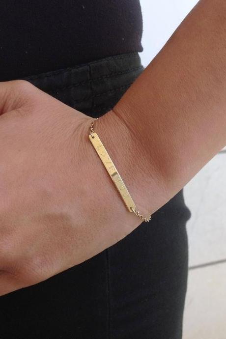 Personalized Bracelet- Nameplate Bracelet - Gold Nameplate Bracelet - Custom Bar Bracelet - Gold Filled Bracelet B020