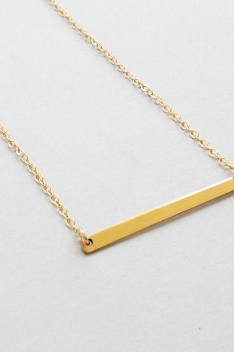 Bar necklace - gold necklace- gold bar necklace - gold filled necklace- bar jewelry B009