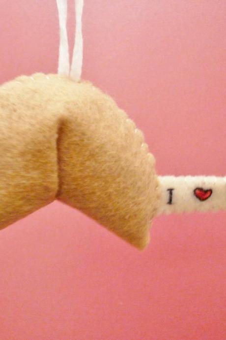 Felt ornament - Fortune Cookie Ornament - I love you