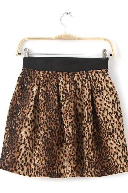 Leopard Print Elasticated Fluffy Skirt