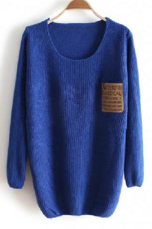 Loose Round Neck Long-Sleeved Knit Sweater