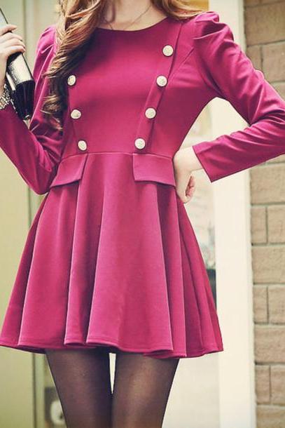 Pretty Autumn Flattering Dress Wine Red Autumn Dress